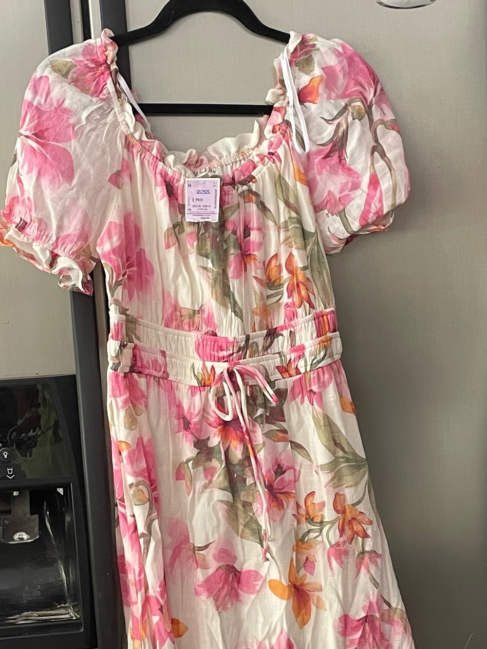 Kate and Lily Floral Off-Shoulder Maxi Dress in Pink & Cream